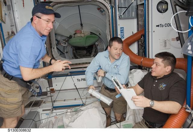 NASA image: Robinson, Patrick and Behnken in Node 2
