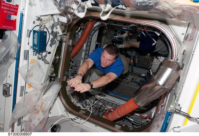 NASA image: Virts in Node 1 Hatchway