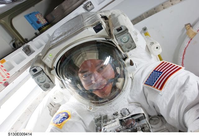 NASA image: Behnken in Crew Lock prior to EVA 3