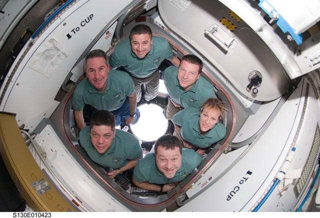 NASA image: STS-130 Crewmembers In-flight Portrait in the Cupola