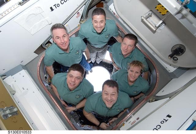 NASA image: STS-130 Crewmembers In-Flight Portrait in the Cupola