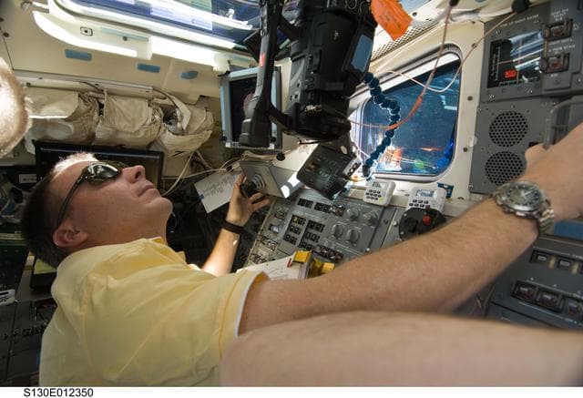 NASA image: Virts on Aft FD during STS-130 Separation and Flyaround