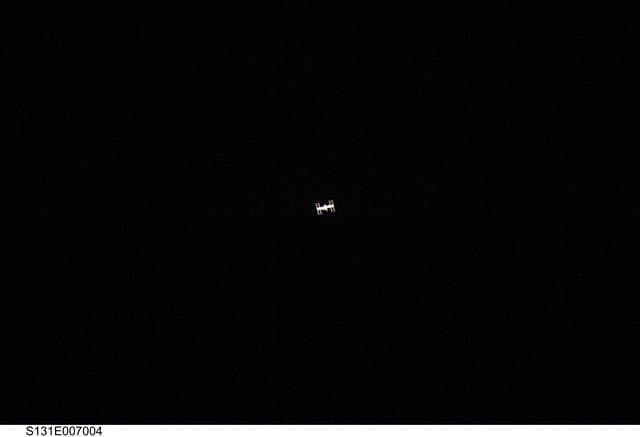 NASA image: ISS during STS-131 Approach