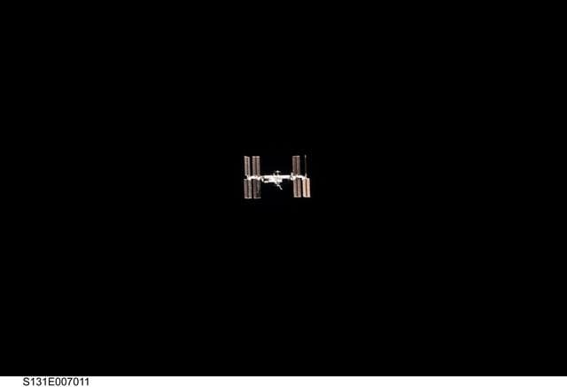 NASA image: ISS during STS-131 Approach