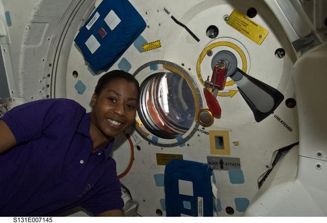 NASA image: Wilson at Shuttle Airlock Window