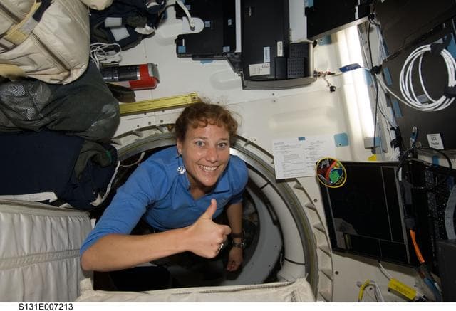 NASA image: Metcalf-Lindenburger on Middeck