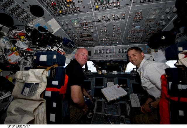 NASA image: Poindexter and Dutton on Flight Deck