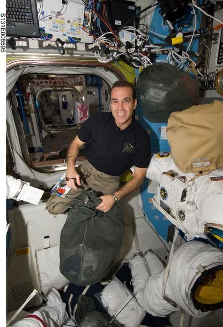 NASA image: EMU Prep in Joint Airlock