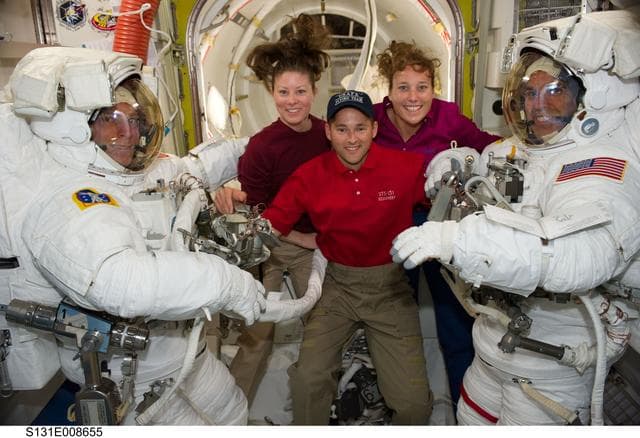 NASA image: STS-131 EVA 2 EMU Prep