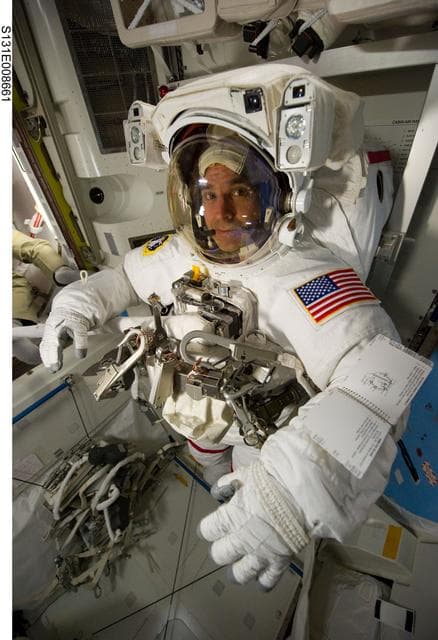 NASA image: STS-131 EVA 2 EMU Prep