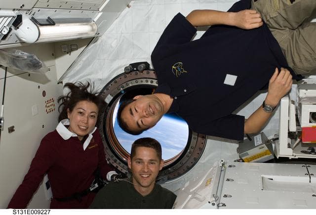 NASA image: Yamazaki, Dutton and Noguchi in JEM
