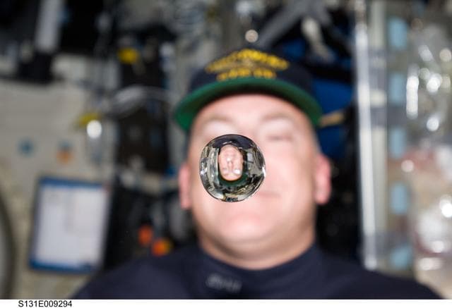 NASA image: Poindexter and water bubble