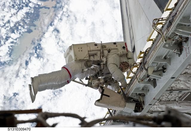 NASA image: STS-131 EVA 3 PLB Setup and ATA LMC Install