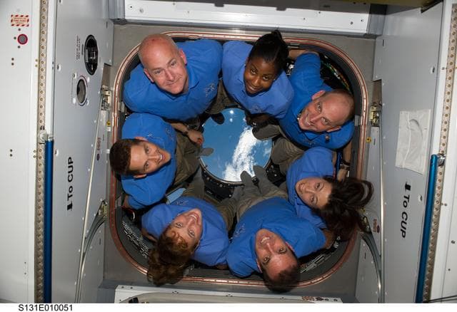 NASA image: Group Photo in Cupola