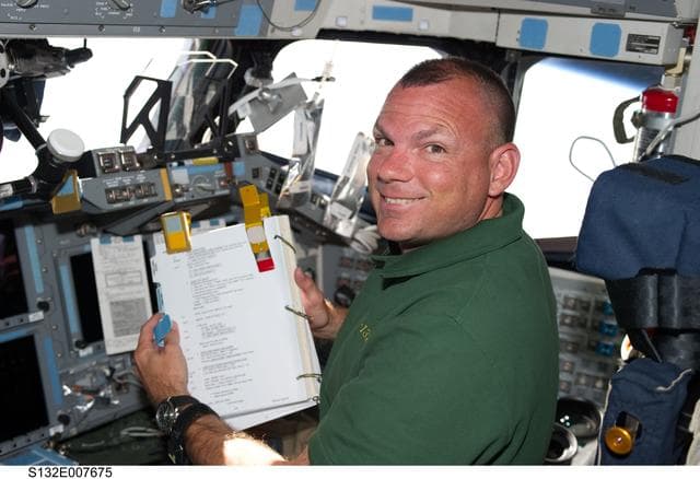 NASA image: Antonelli in the Pilot's Seat on Space Shuttle Atlantis during STS-132