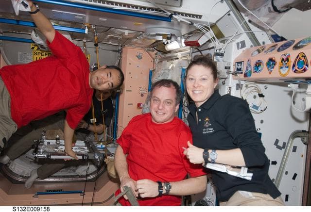 NASA image: Expedition 23 Crewmembers in the Node 1 during Joint Operations