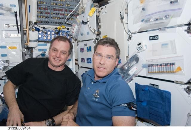 NASA image: Creamer and Bowen in the FWD MDDK during Joint Operations