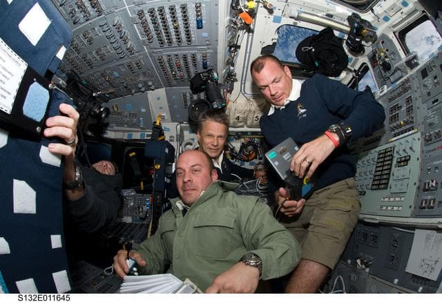 NASA image: STS-132 Crewmembers in the FD during Space Shuttle Atlantis