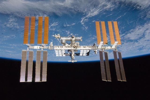 NASA image: Flyaround view of ISS after undocking