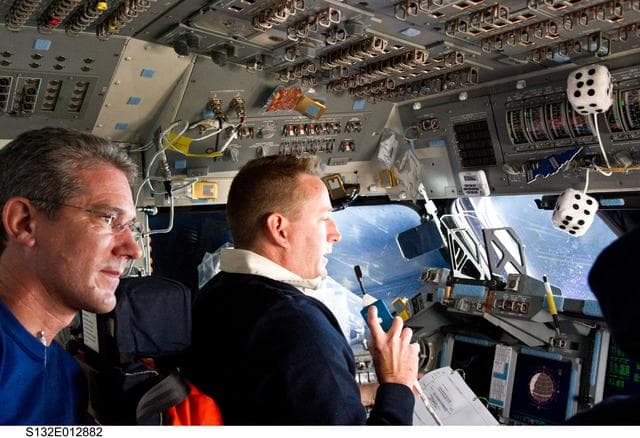 NASA image: Ham and Good in the FD on STS-132 Space Shuttle Atlantis
