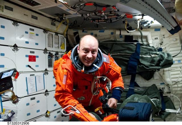 NASA image: Reisman in the FWD MDDK on Space Shuttle Atlantis during STS-132