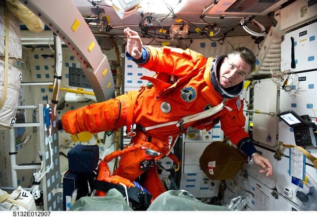 NASA image: Bowen in the FWD MDDK on Space Shuttle Atlantis during STS-132
