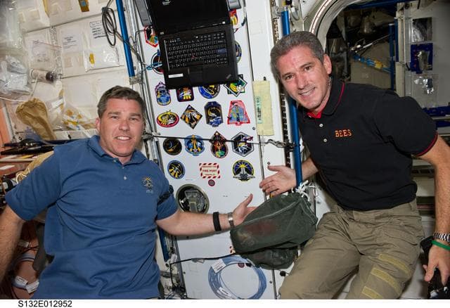 NASA image: Bowen and Good in the Node 1 during Joint Operations
