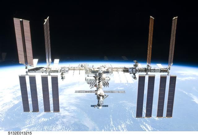 NASA image: Flyaround view of ISS after undocking