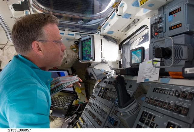 NASA image: Lindsey on aft flight deck