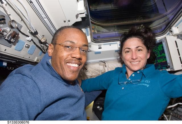 NASA image: Drew and Stott on aft flight deck