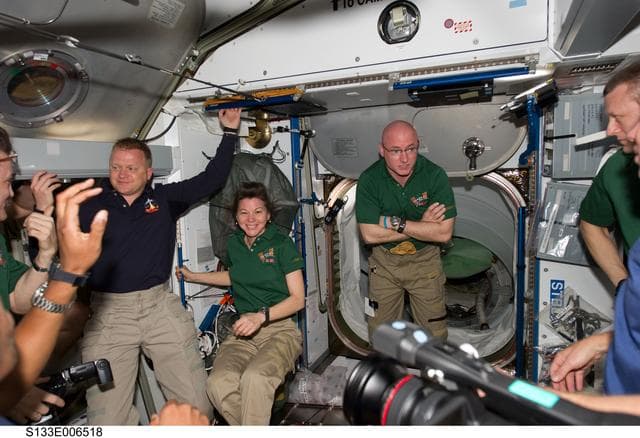 NASA image: STS-133 and Expedition 26 crew in Node 2