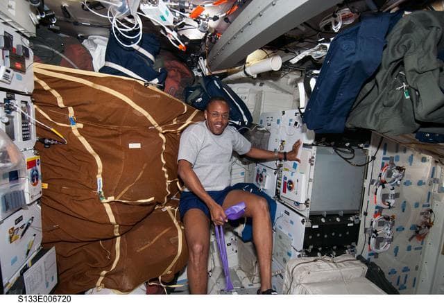 NASA image: Drew exercises on middeck