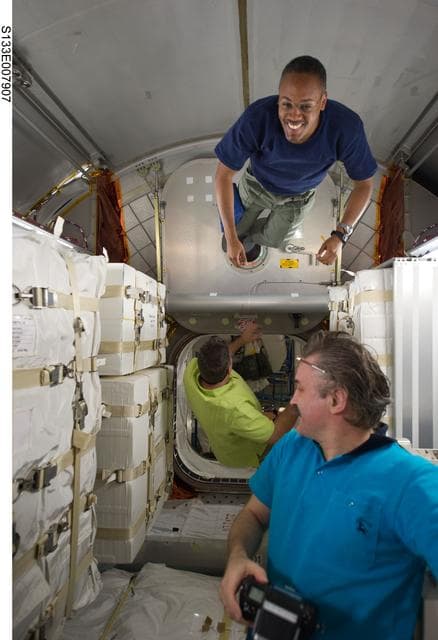 NASA image: STS-133 and Expedition 26 crew enter PMM (Permanent Multipurpose Module)