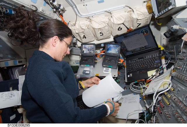 NASA image: Stott on aft flight deck