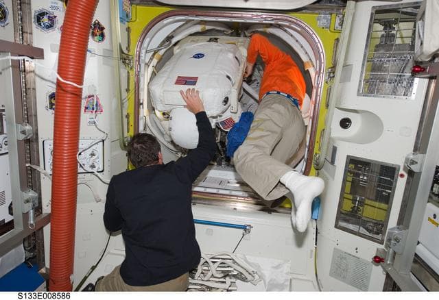NASA image: Drew in Quest airlock
