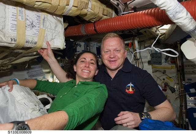 NASA image: Stott and Boe on middeck