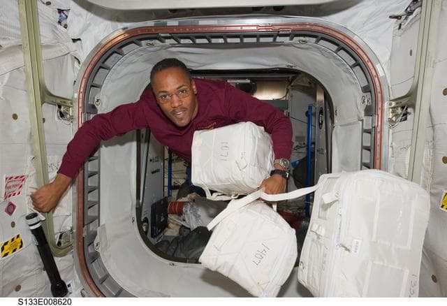 NASA image: Drew moving stowage