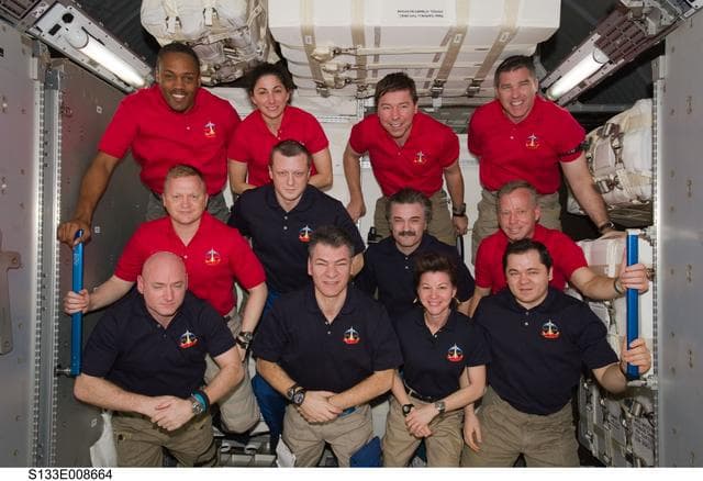 NASA image: STS-133 / Expedition 26 on-orbit crew portrait