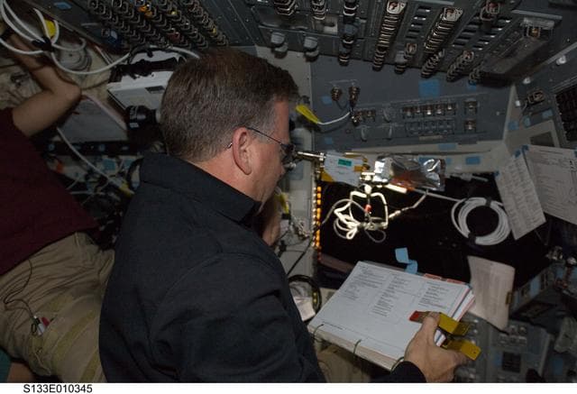 NASA image: Lindsey, on aft flight deck