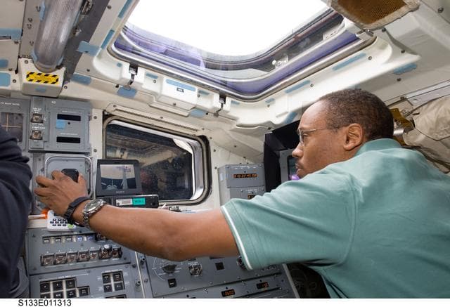 NASA image: Drew on aft flight deck