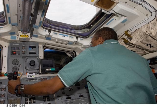 NASA image: Drew on aft flight deck