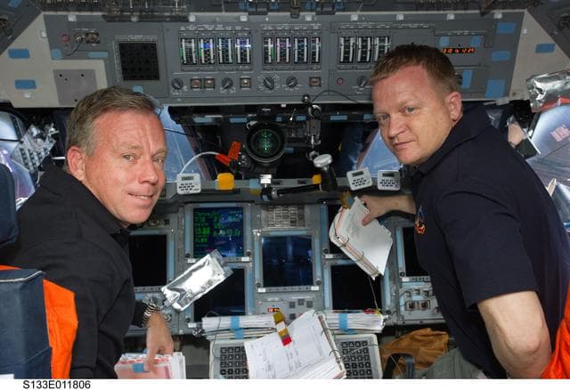 NASA image: Lindsey and Boe on forward flight deck