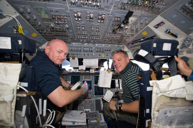 NASA image: STS-134 Crew Members on the Flight Deck
