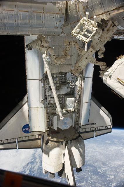 NASA image: View of docked Shuttle Endeavour