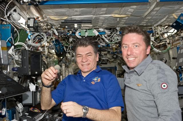NASA image: STS-134 and Expedition 27 Crew Members pose for a photo