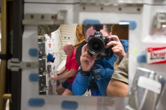 NASA image: View of STS-134 Crew Members on the Middeck