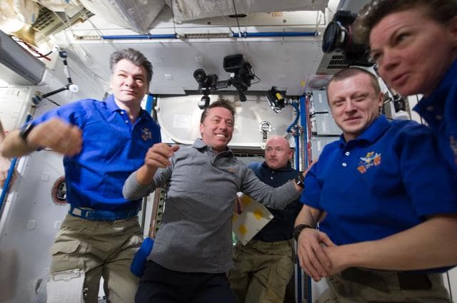 NASA image: View of STS-134 and Expedition 27 Crew Members in the Node 2