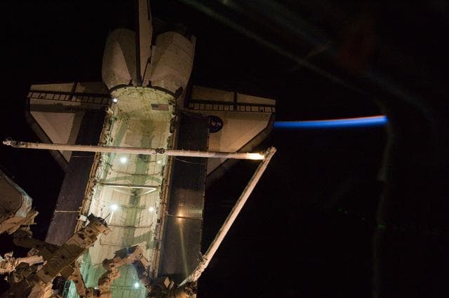NASA image: View of the Shuttle Endeavour docked to the ISS