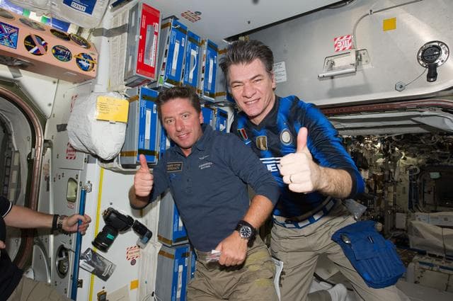 NASA image: View of Expedition 27 and STS-134 Crew Members in the Node 1