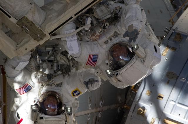 NASA image: View of STS-134 Crew Members during EVA-3